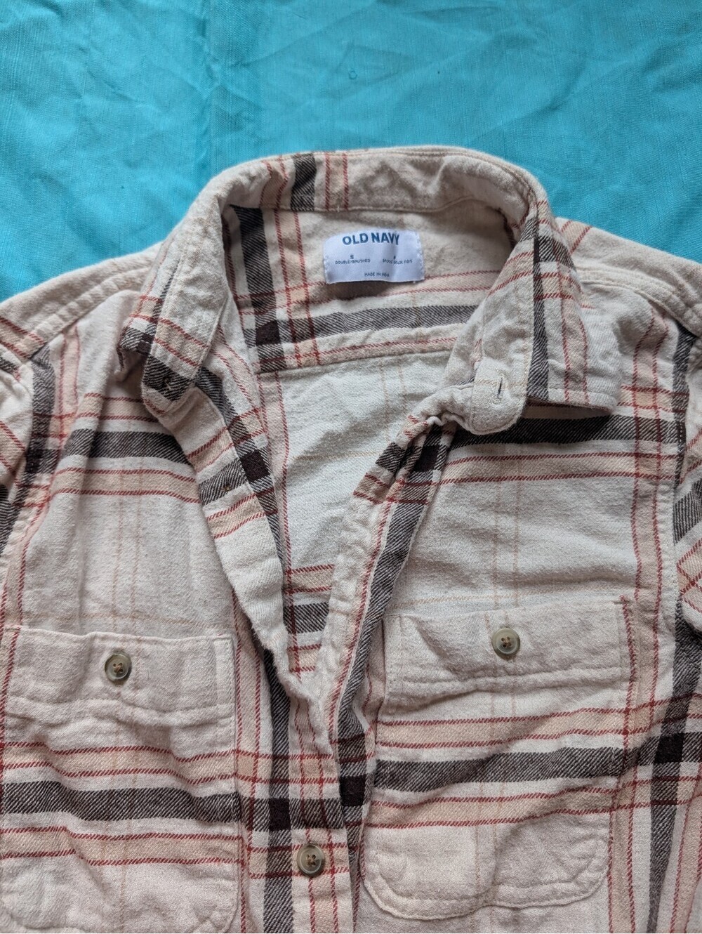 Old Navy Women's Plaid Button-Up Shirt Size Small | Pink Gray & Cream - Picture 3 of 7